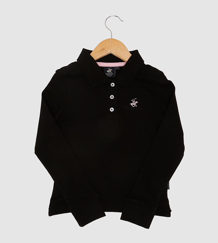 Stretch Long Sleeve Pique Polo Shirt