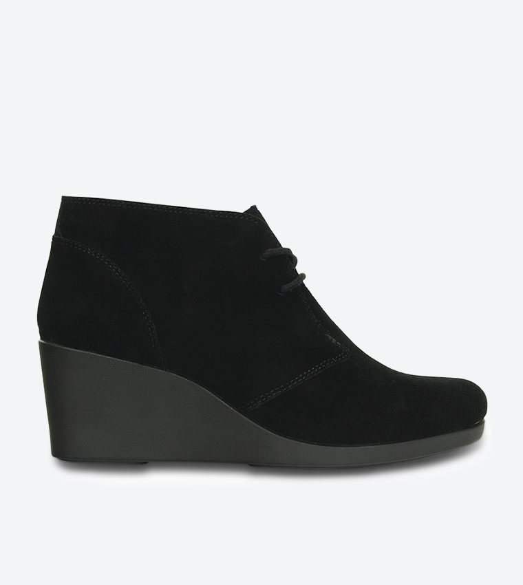 Buy Crocs Leigh Suede Wedge Bootie Black 203419 001 In Black 6thStreet Qatar