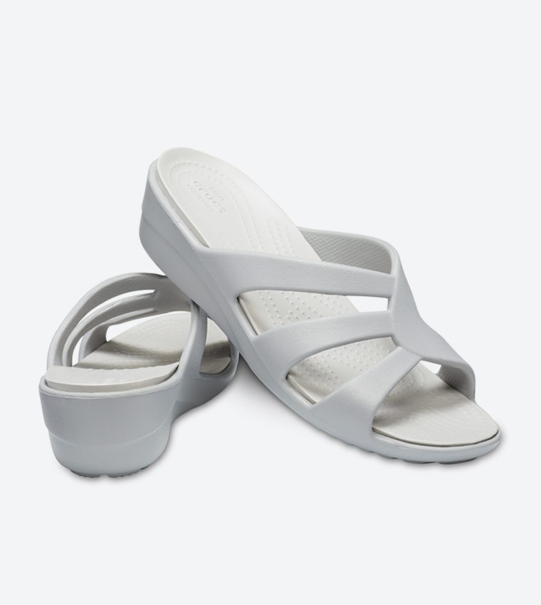 Buy Crocs Sanrah Strappy Wedge Sandals Silver 204010 0L2 In Silver 6thStreet Qatar