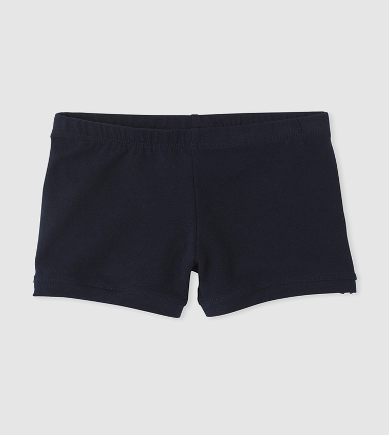 Solid Elastic Waist Shorts