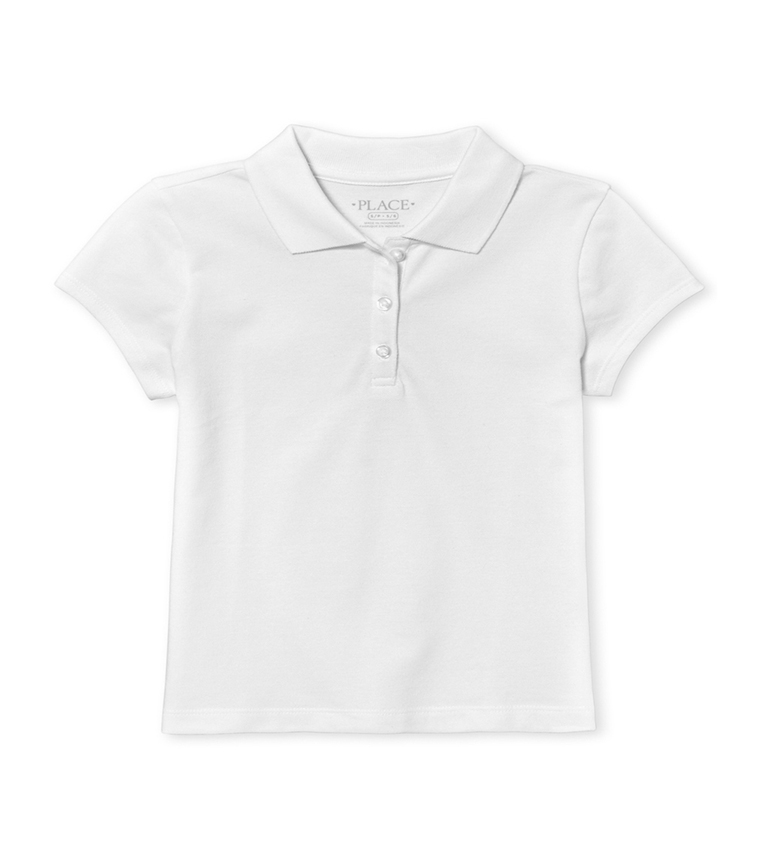 Girls Solid Pique Polo T shirt Short Sleeves