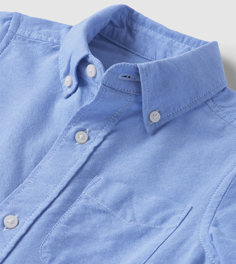 Boys Solid Oxford Shirt Short Sleeves