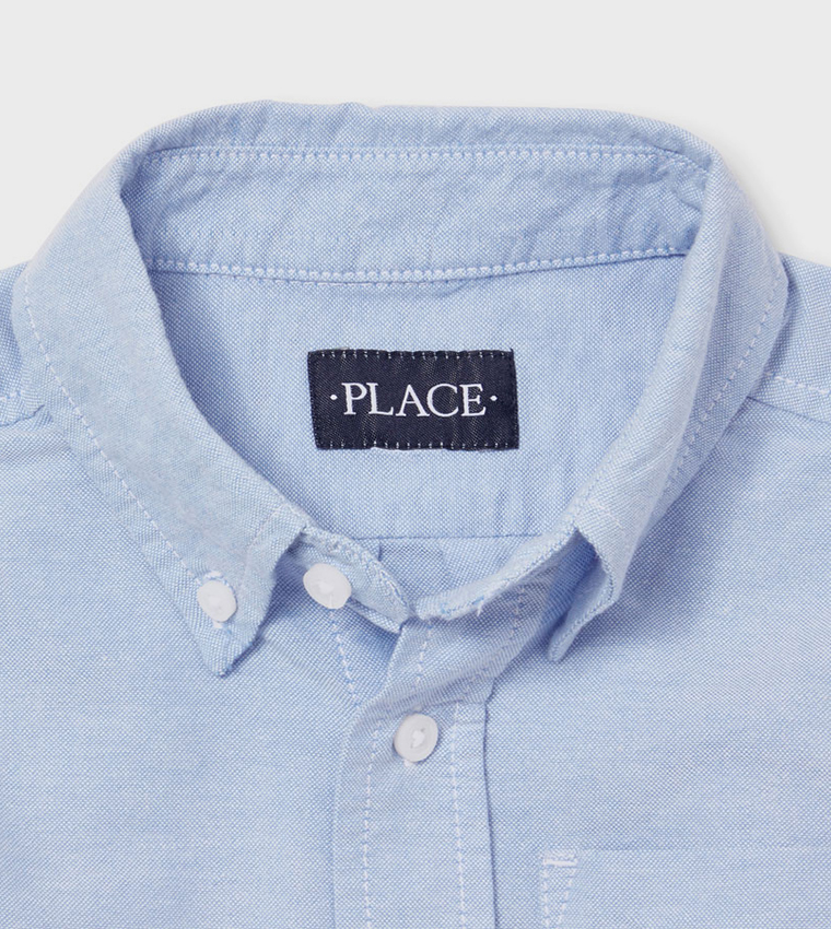 Boys Solid Oxford Shirt Short Sleeves