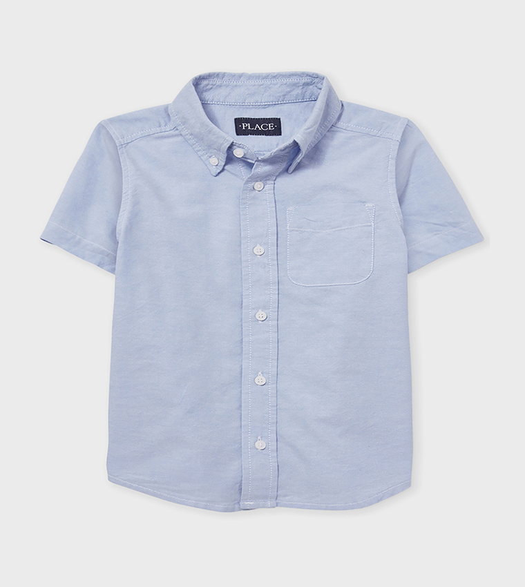 Boys Solid Oxford Shirt Short Sleeves