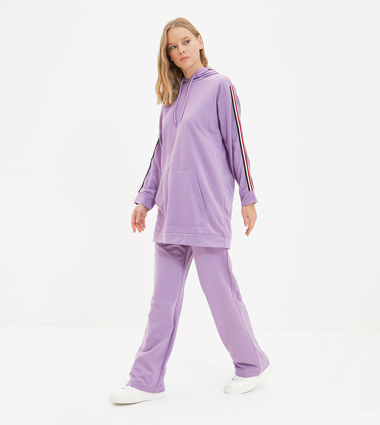 Buy Trendyol Striped Regular Fit Co Ord Set In Purple 6thStreet