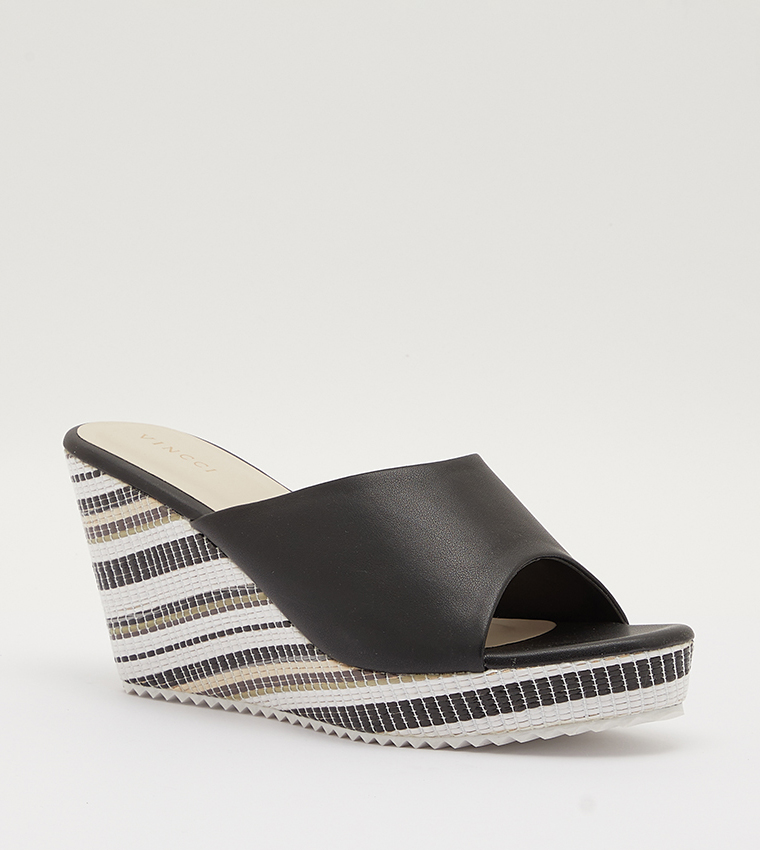 Black and white wedge 2024 heels