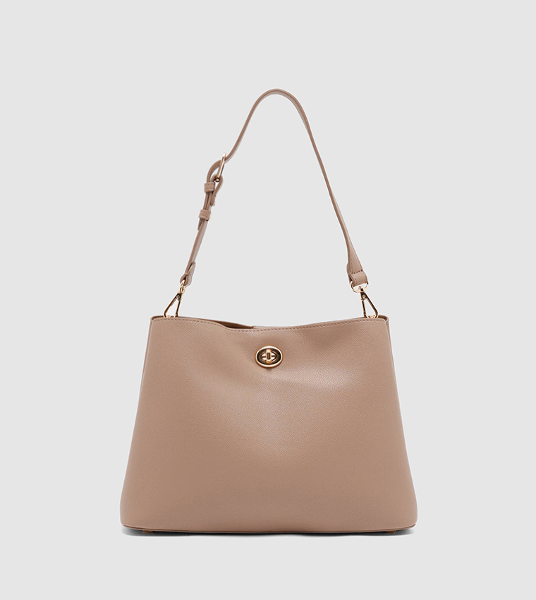 Buy VINCCI Twist Lock Shoulder Bag In Brown 6thStreet UAE