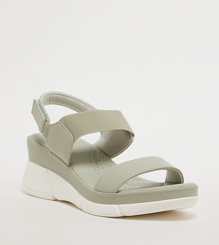 Textured Velcro Closure Comfort Sandals