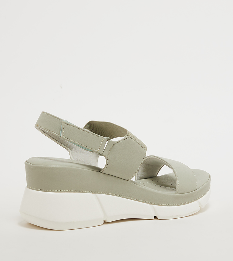 Textured Velcro Closure Comfort Sandals
