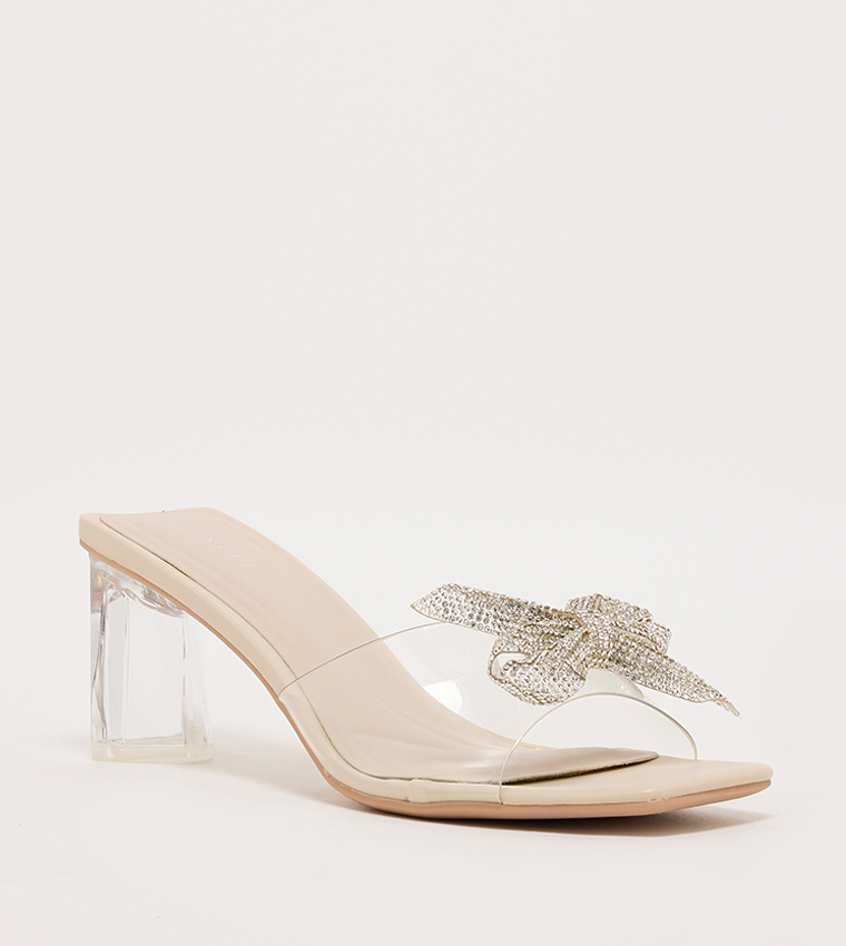 Embellished Bow Detail Heel Sandals
