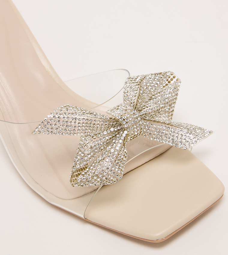 Embellished Bow Detail Heel Sandals