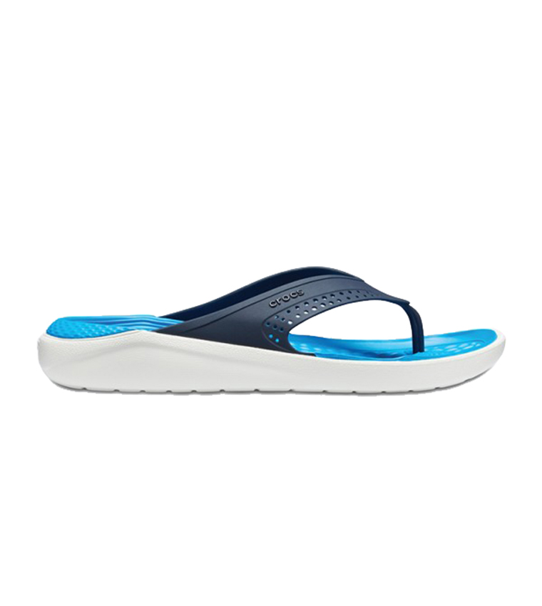 Buy Crocs LiteRide Two Tone Flip Flops Navy In Navy  display picture 2