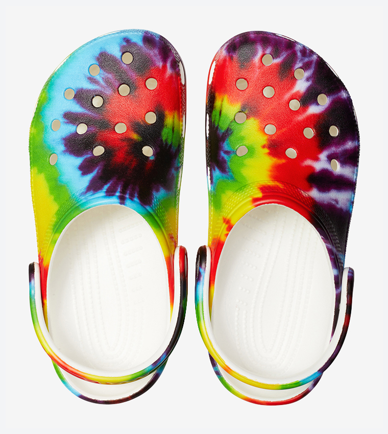 clear tie dye crocs