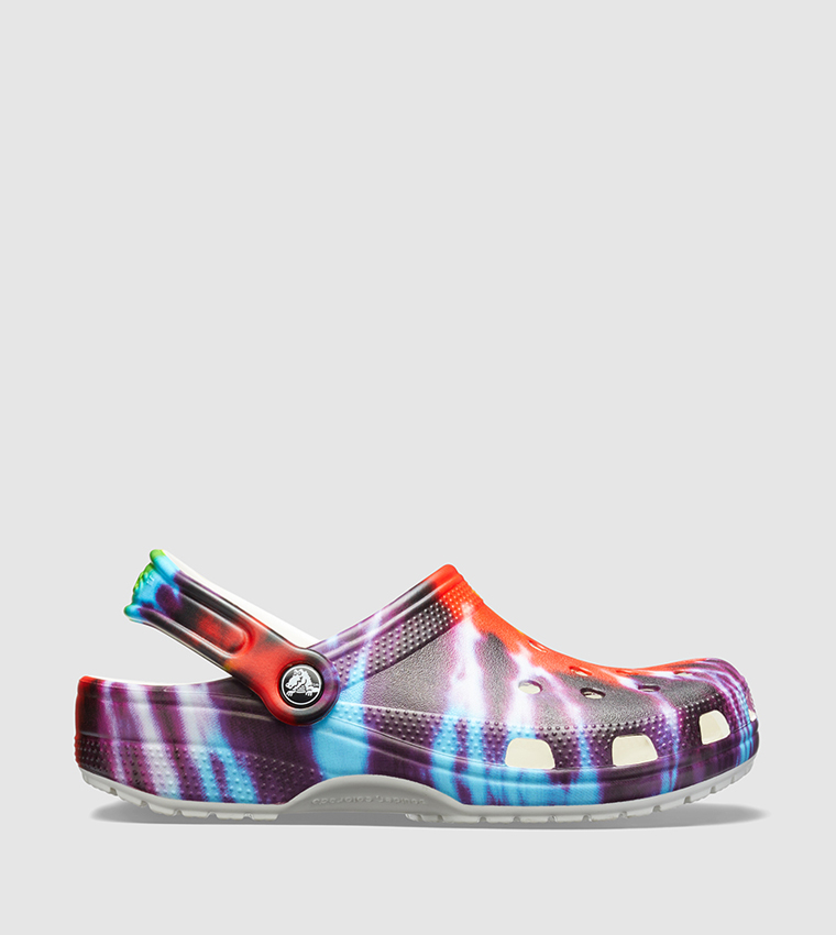 clear tie dye crocs