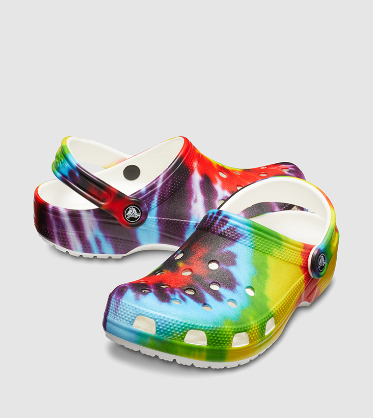 clear tie dye crocs