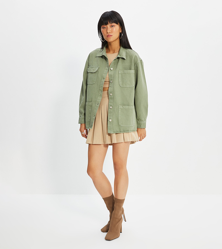 Jean jacket hot sale green