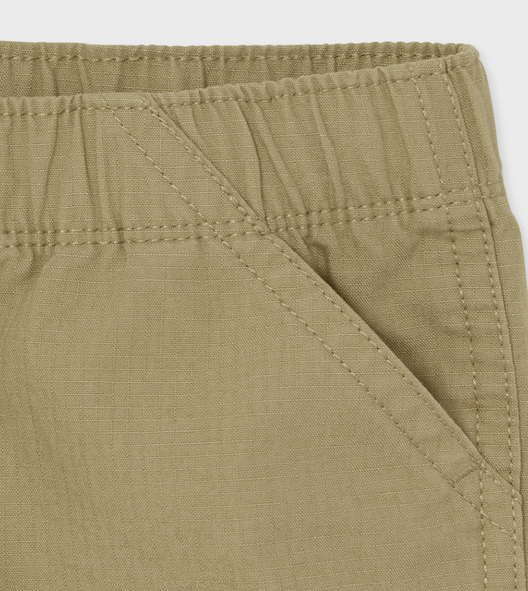 Baby And Toddler Boys Uniform Pull On Cargo Shorts-Flax