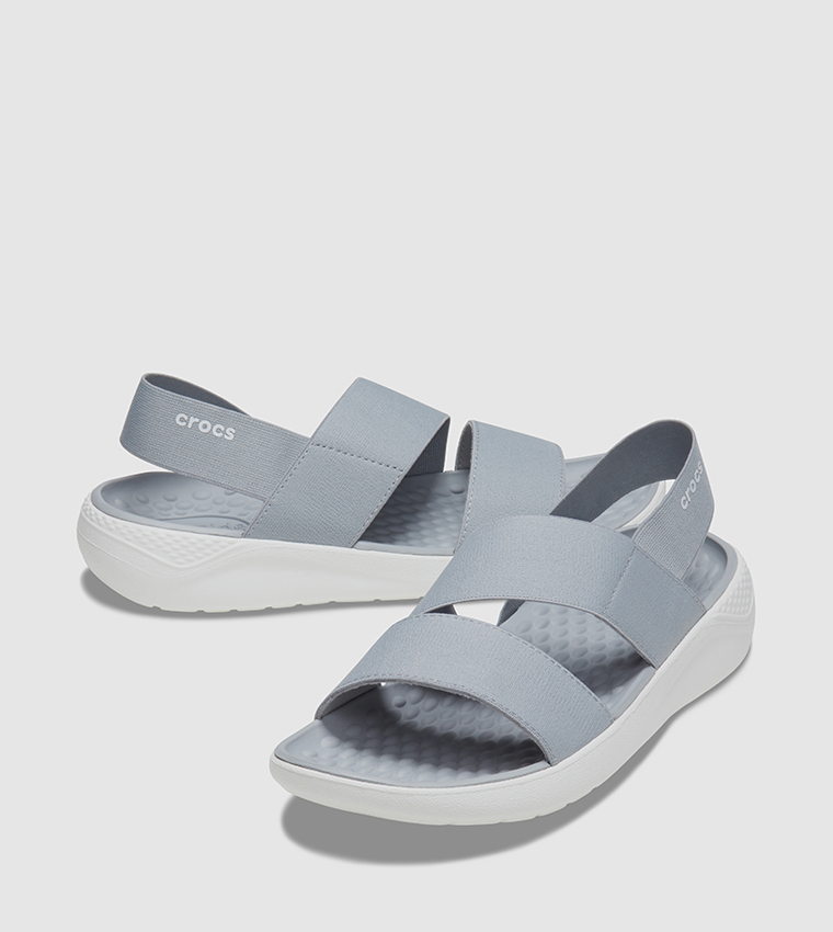 Buy Crocs LiteRide Elastic Strap Round Toe Sandals Light Grey In LIGHT GREY  | 6thStreet UAE