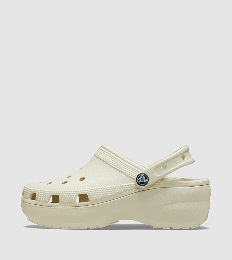 beige fuzzy crocs