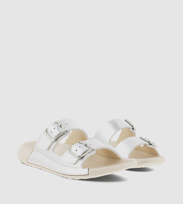 Buy ECCO Cozmo Double Buckle Strap Slide Sandals In White