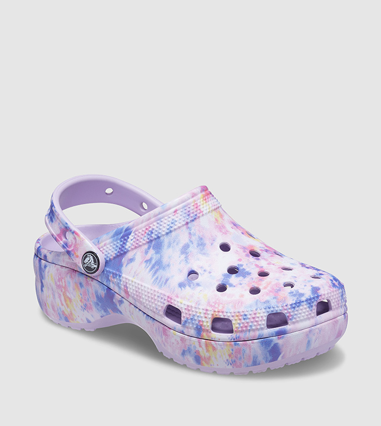 pink blue green tie dye crocs