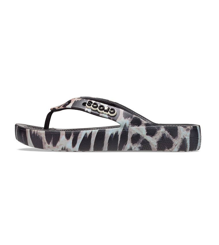 Leopard crocs flip flops hot sale