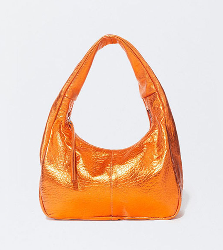 Buy Parfois Metallic Leather Shoulder Bag In Orange 6thStreet UAE