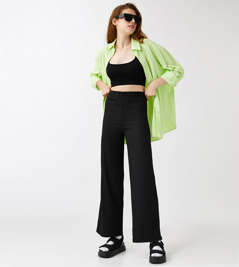 Solid Wide Leg Trousers