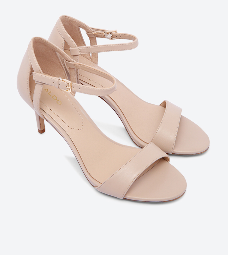 Alynia Buckle Closure Ankle Strap Round Toe Sandal - Beige