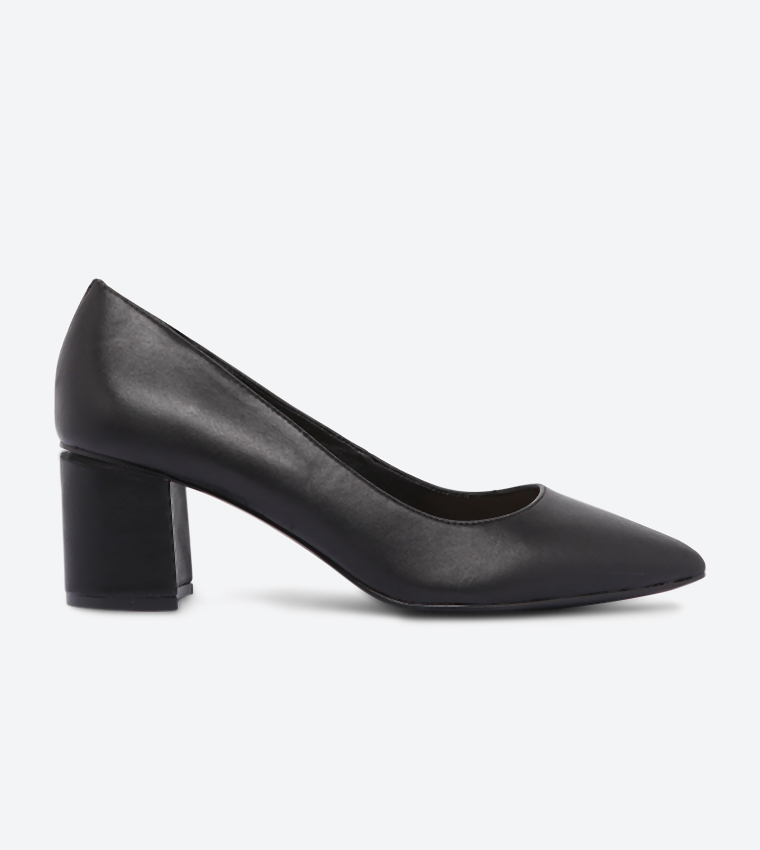 Friravia Pointed Toe Block Heel Pumps - Black