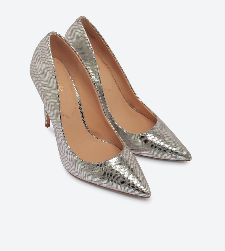 Stessy Pointed Toe High Heel Pumps - Silver