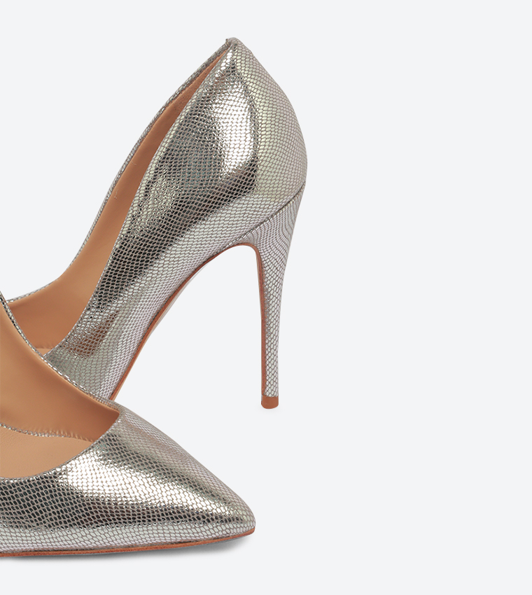 Stessy Pointed Toe High Heel Pumps - Silver