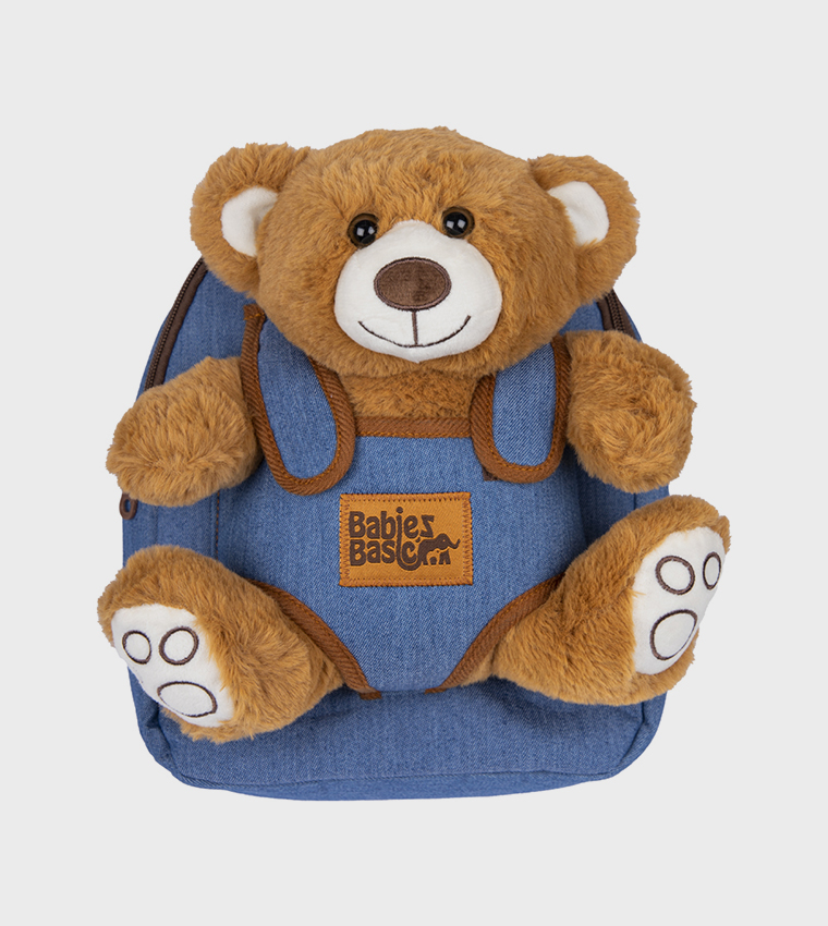 Logo Badge Backpack with Detachable Teddy
