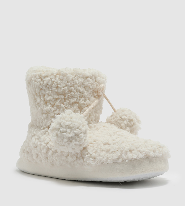 Curly Faux Fur Bootie Slippers