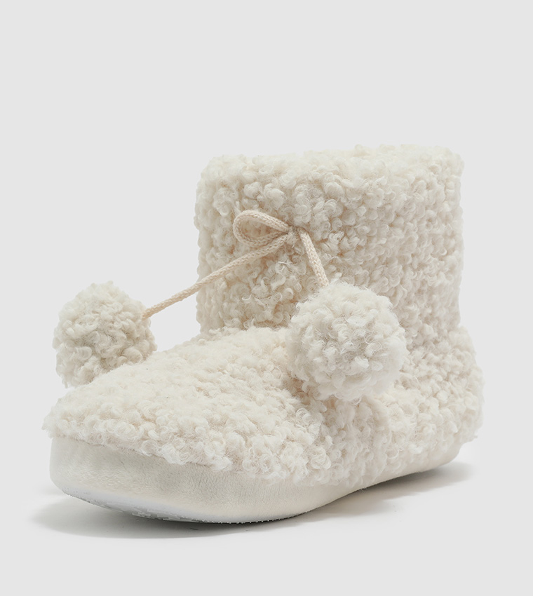 Curly Faux Fur Bootie Slippers