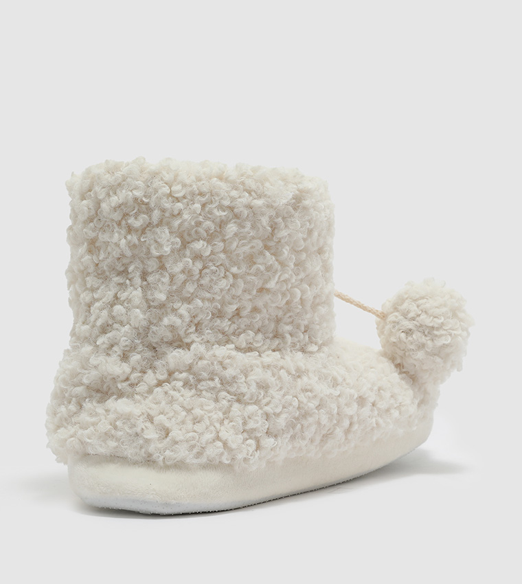 Curly Faux Fur Bootie Slippers