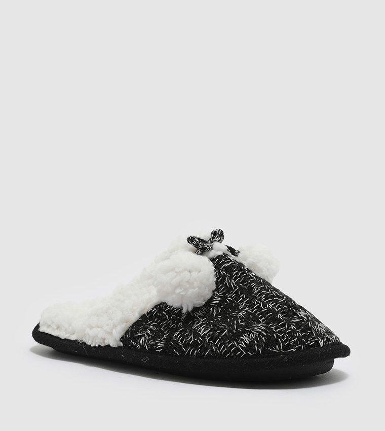 Cable-Knit Slide Slippers