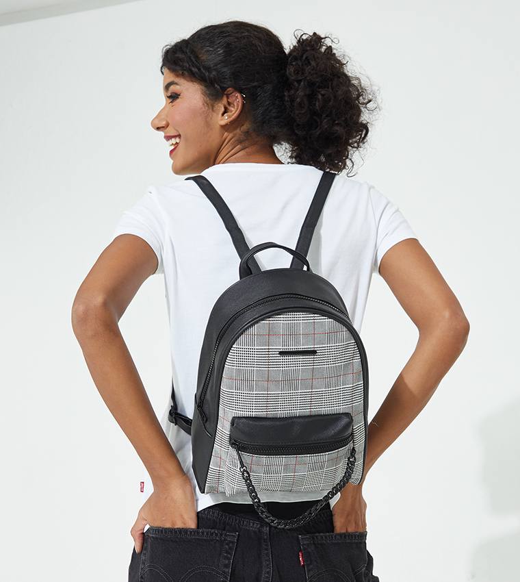 Buy Ardene Glen Plaid Essential Backpack In Grey 6thStreet Qatar