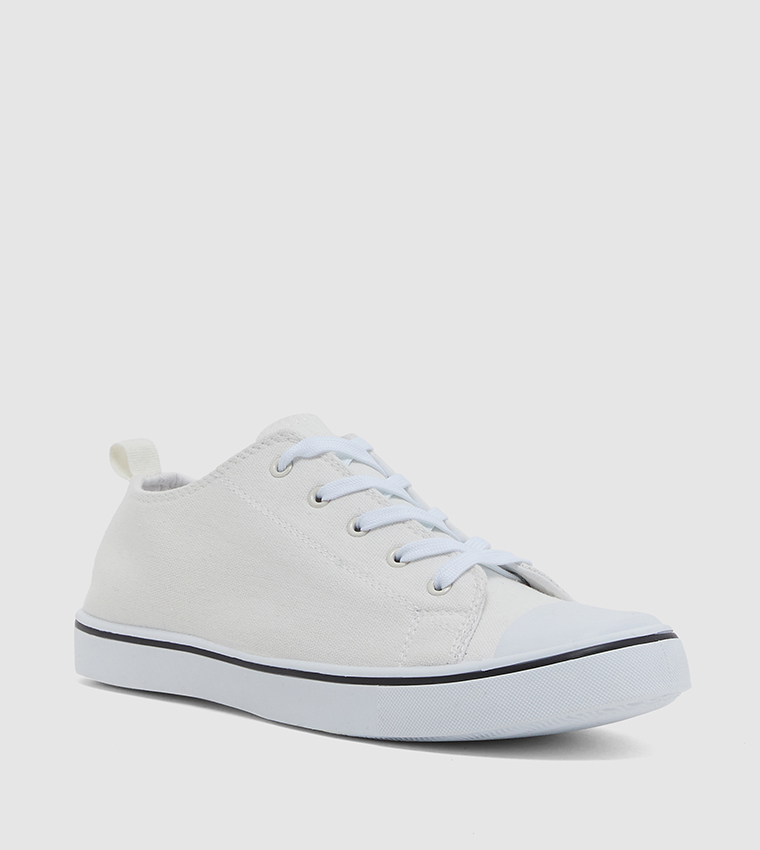 Leather sales canvas sneakers