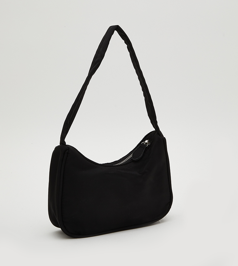 Black nylon baguette bag hot sale