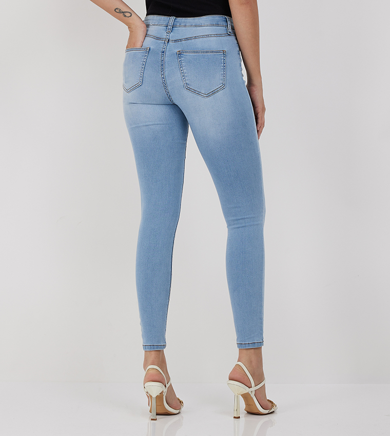 Faded High Waist Skinny Fit Jeans