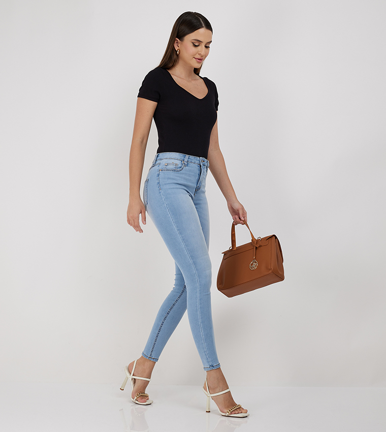 Faded High Waist Skinny Fit Jeans