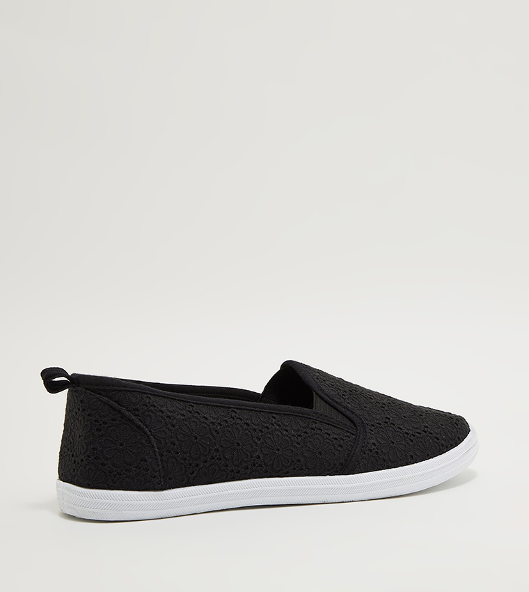 Women's black slip 2024 on casual shoes