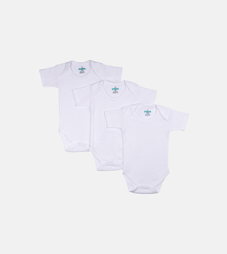 Pack of 3 - Solid Short Sleeves Onesies