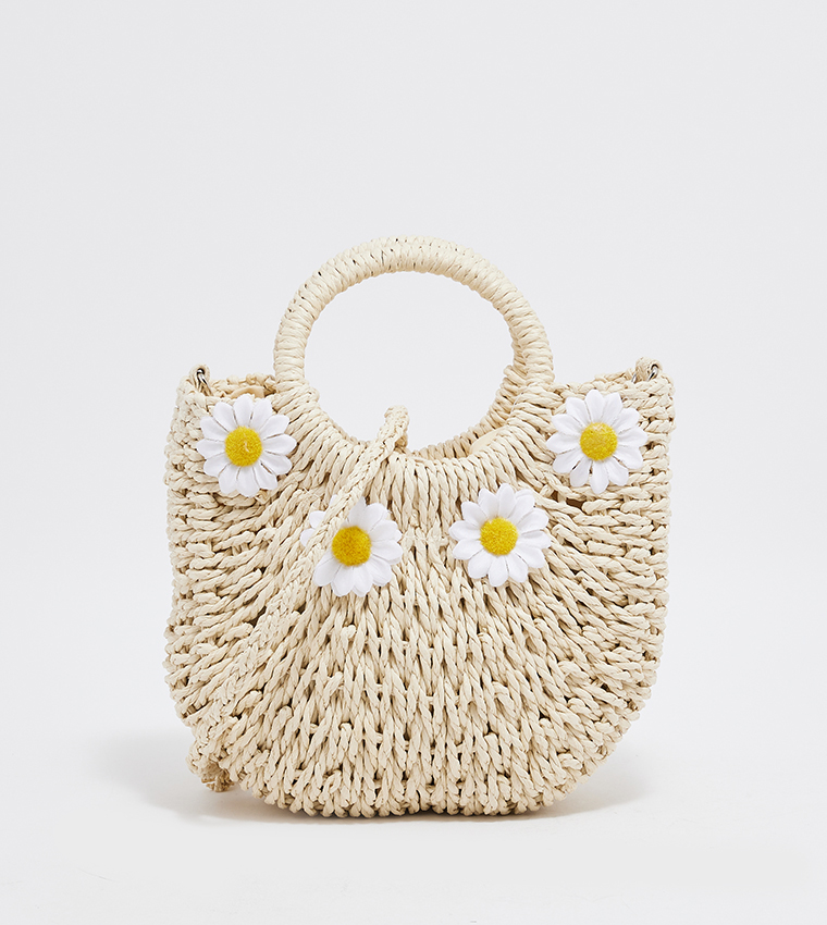 Buy Ardene Straw Handheld With Daisy Detail In Beige 6thStreet UAE