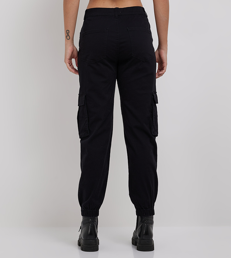Solid Jogger Style Cargo Pants