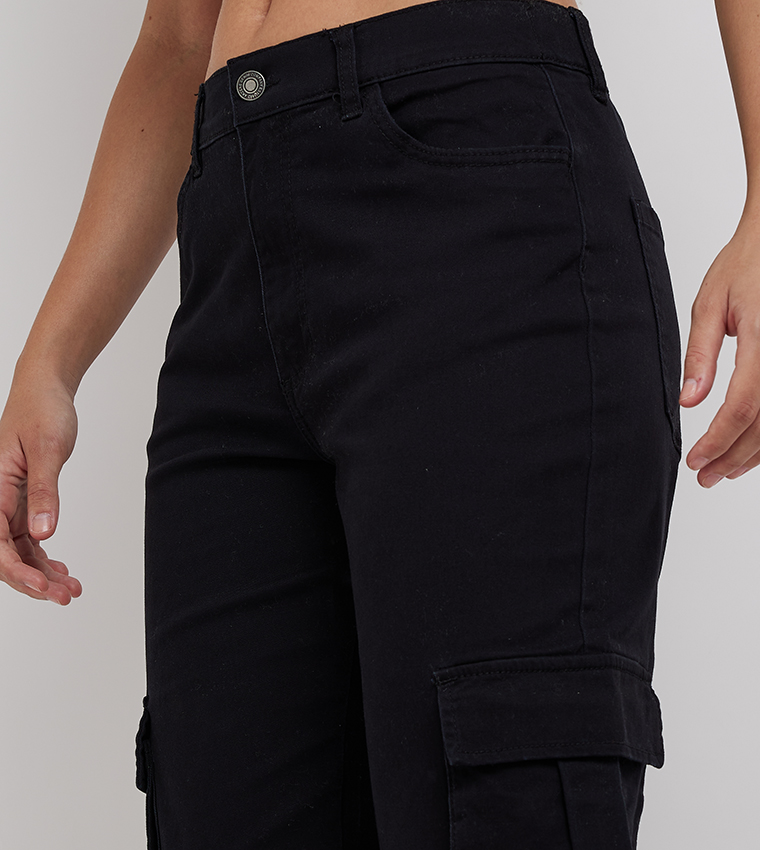 Solid Jogger Style Cargo Pants