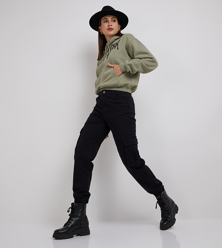 Solid Jogger Style Cargo Pants