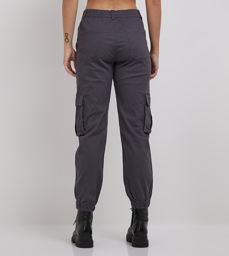 Solid Jogger Style Cargo Pants