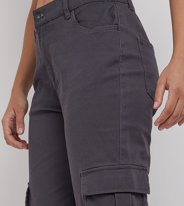 Solid Jogger Style Cargo Pants